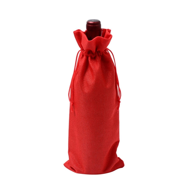 Burlap Wine Bottle Bag With Drawstring
