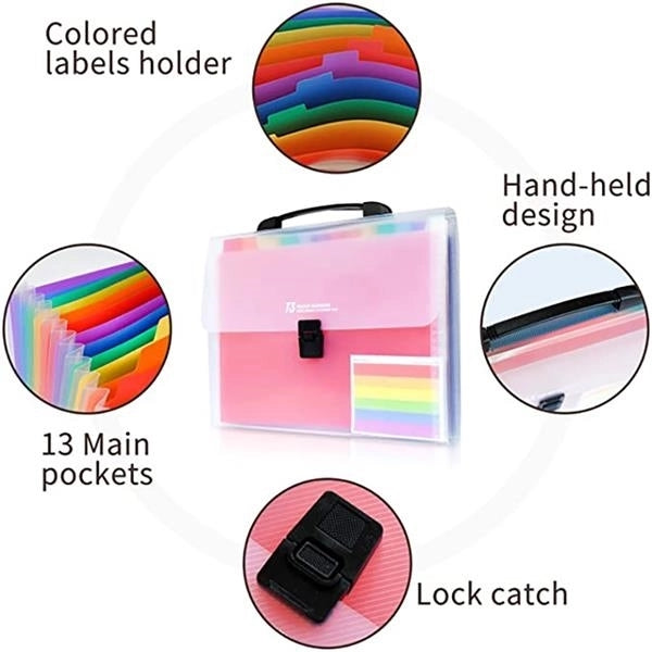 13 Pockets Rainbow Expanding File Folder With Handle