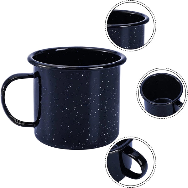 16 Oz Large Enamelware Metal Classic Coffee Tea Mug with Han