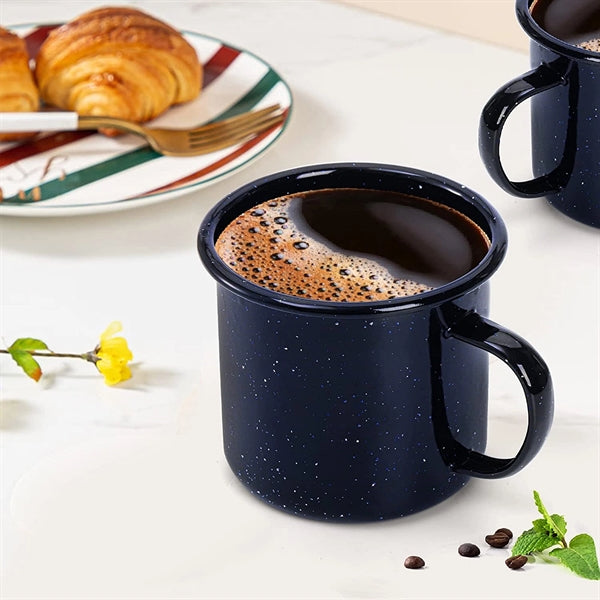 16 Oz Large Enamelware Metal Classic Coffee Tea Mug with Han