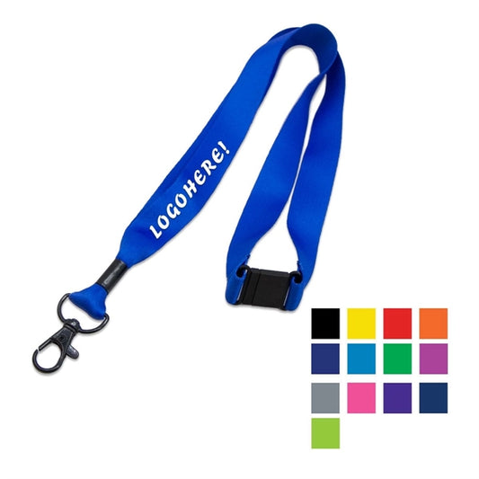 3/4" Polyester Lanyard w/ Black Lobster Claw & Safety