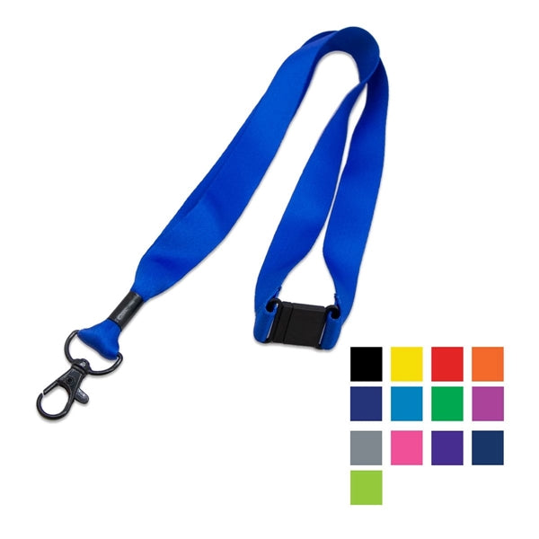 3/4" Polyester Lanyard w/ Black Lobster Claw & Safety