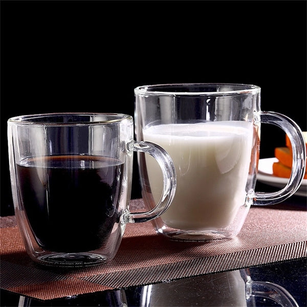 Double Walled Glass Coffee Mugs with Handle