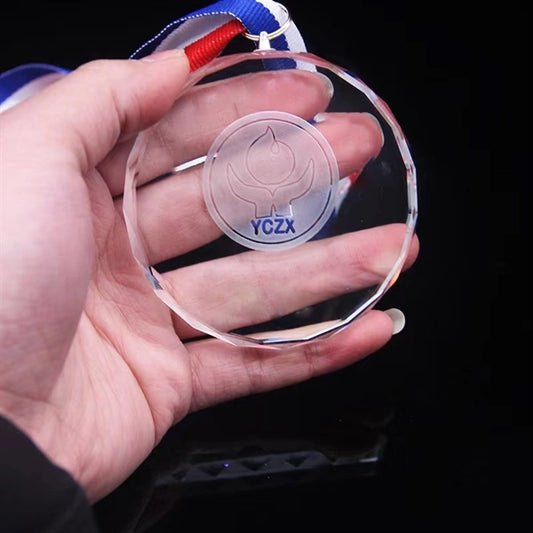 Customize Crystal Award Medals with Ribbon