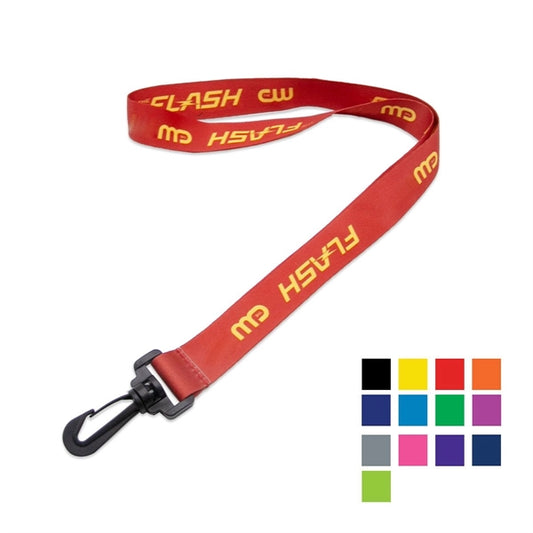 1" Smooth Polyester Lanyard w/ Plastic Clamshell & Swivel J