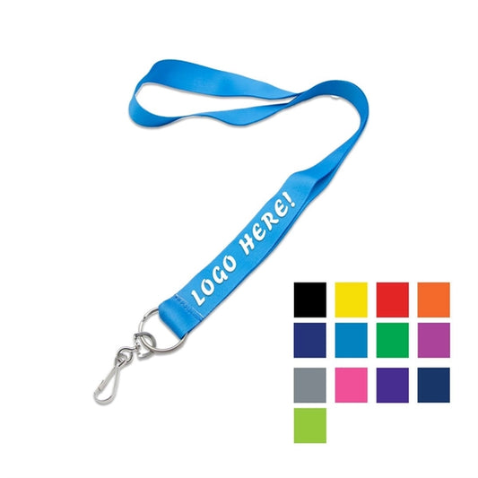 1" Lanyard w/ Metal Split Ring & Swivel J Hook