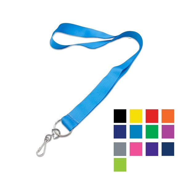 1" Lanyard w/ Metal Split Ring & Swivel J Hook