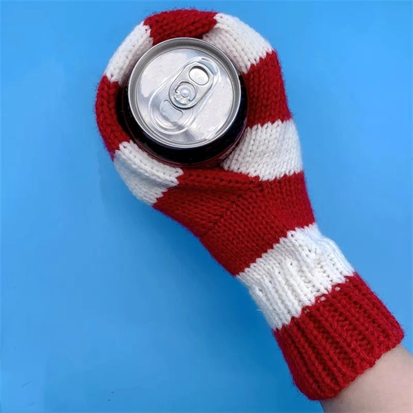 Beer Mitten Knit Stitched Drink Holder