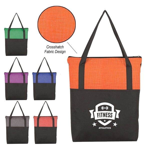 Crosshatch Non-Woven Zippered Tote Bag