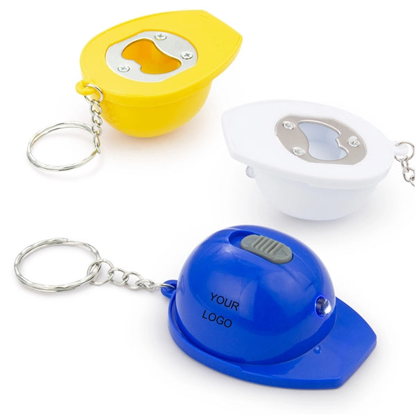 Hardhat LED Flashlight Bottle Opener Keychain