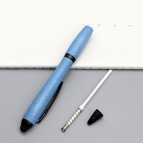 Wheat Straw Ballpoint Pen With Stylus Touch & Anti-Skid Grip