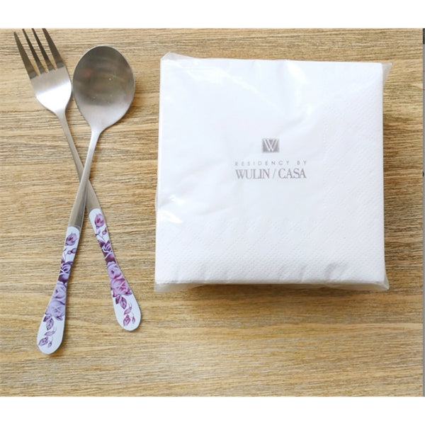 4.5" x 4.5" White 1 Ply Advertising Napkin (Free shipping)