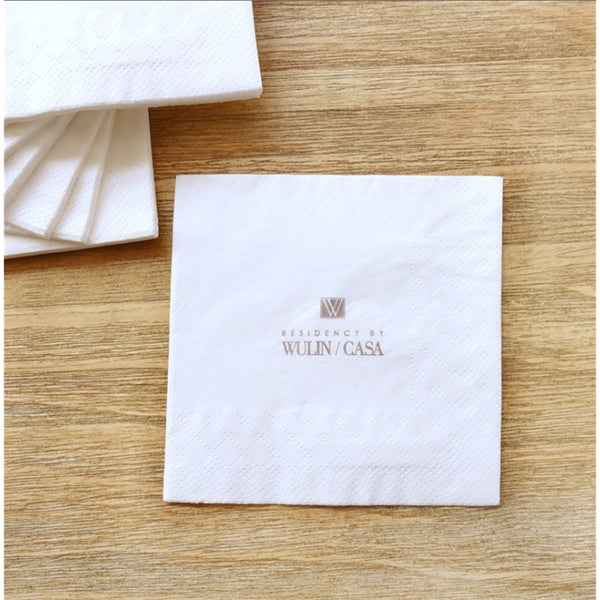 4.5" x 4.5" White 2 Ply Advertising Napkin (Free shipping)