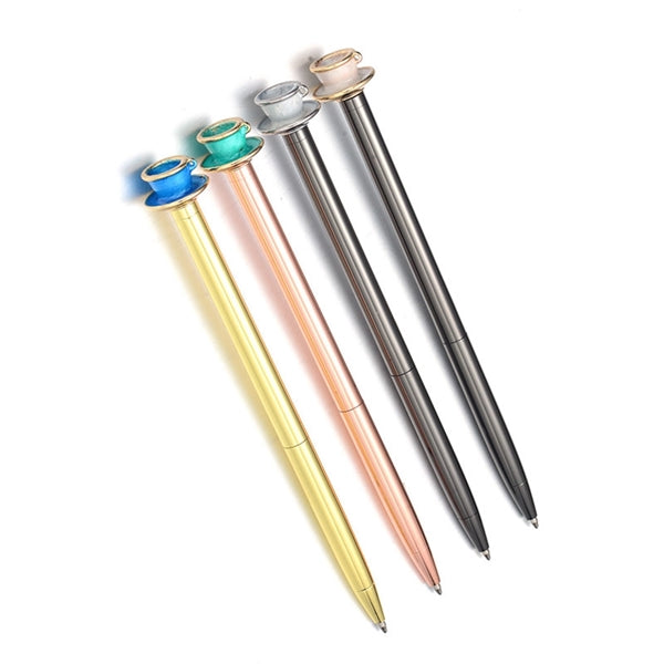 Teapot Shape Twist Action Oily Gel Thin Stick Ballpoint Pen