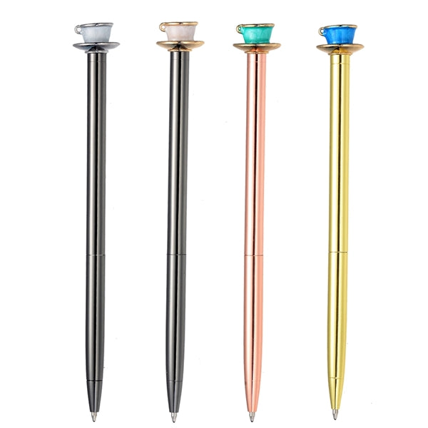 Teapot Shape Twist Action Oily Gel Thin Stick Ballpoint Pen