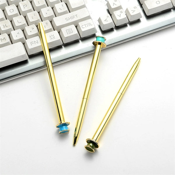Teapot Shape Twist Action Oily Gel Thin Stick Ballpoint Pen