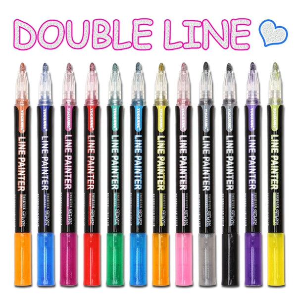 Shiny Double Line Contour Pen Color Marker
