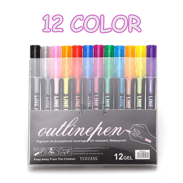 Shiny Double Line Contour Pen Color Marker
