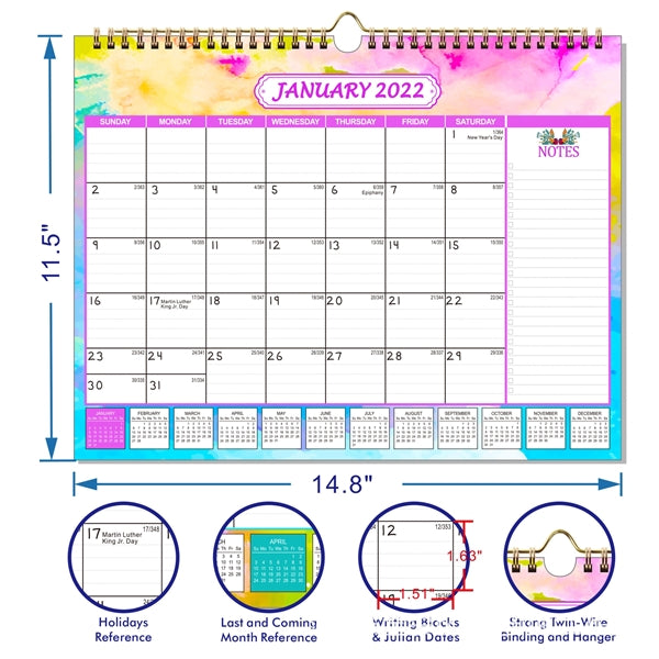 Monthly Wall Calendar For Planning & Organizing