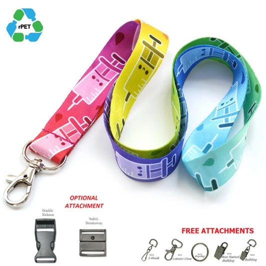 5/8" Recycled PET Sublimation Lanyard w/ ID Badge Holder