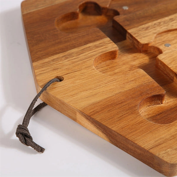 Acacia Wood Tray With 3-Knives Set