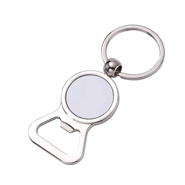 Silver Zinc Bottle Opener Keychain