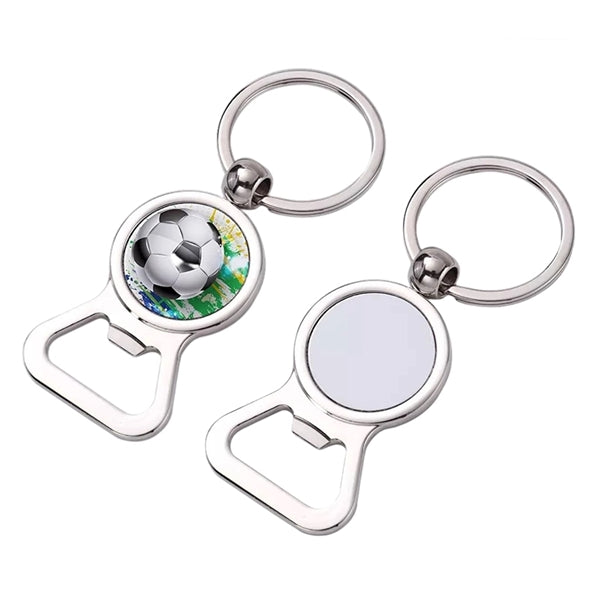 Silver Zinc Bottle Opener Keychain