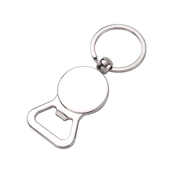 Silver Zinc Bottle Opener Keychain