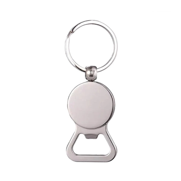 Silver Zinc Bottle Opener Keychain
