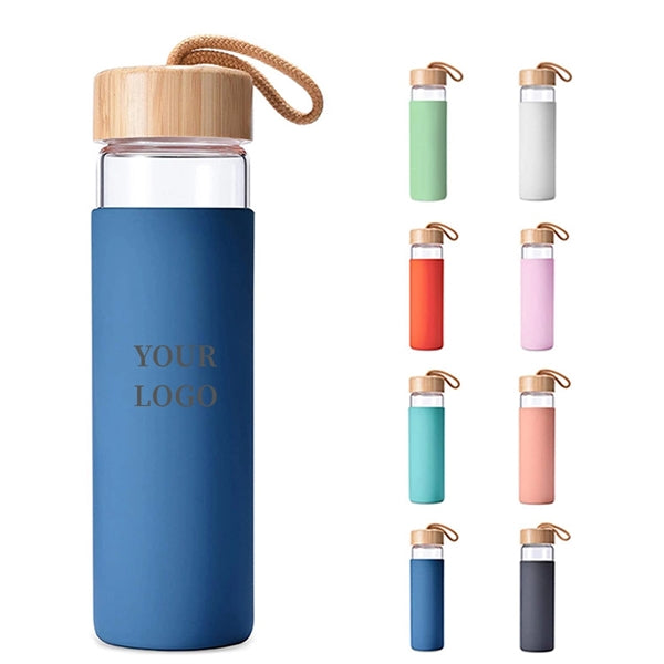 Glass Water Bottle With Bamboo Lid