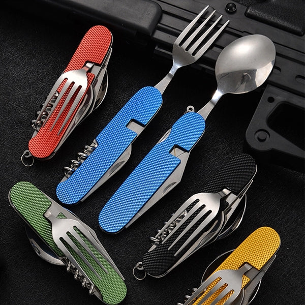 Folding Multifunctional Stainless Steel Cutlery Camping Tool