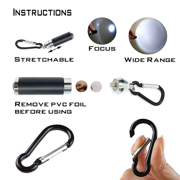 Stretchable LED Flashlight With Carabiner Clip