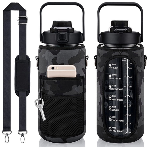Half Gallon Water Bottle with Sleeve & Strap