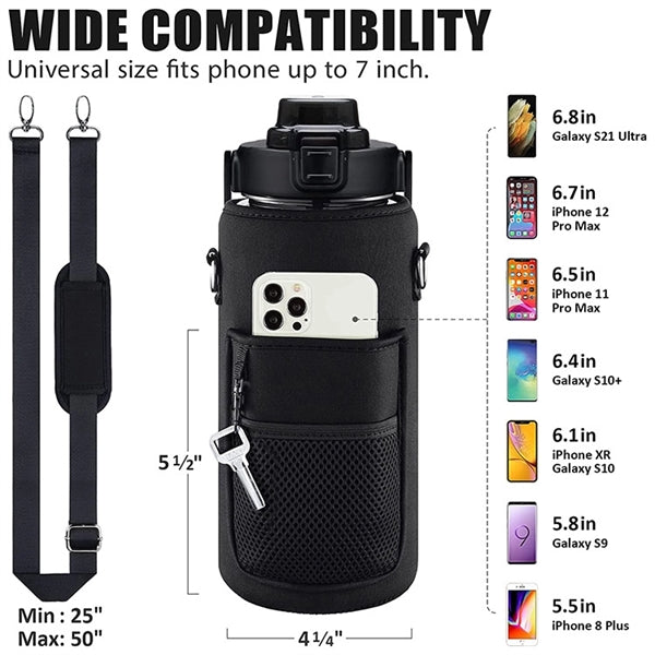 Half Gallon Water Bottle with Sleeve & Strap