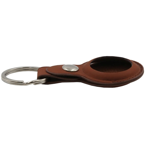 Leather Tag Holder w/ Snap Button & Keyring Custom Logo