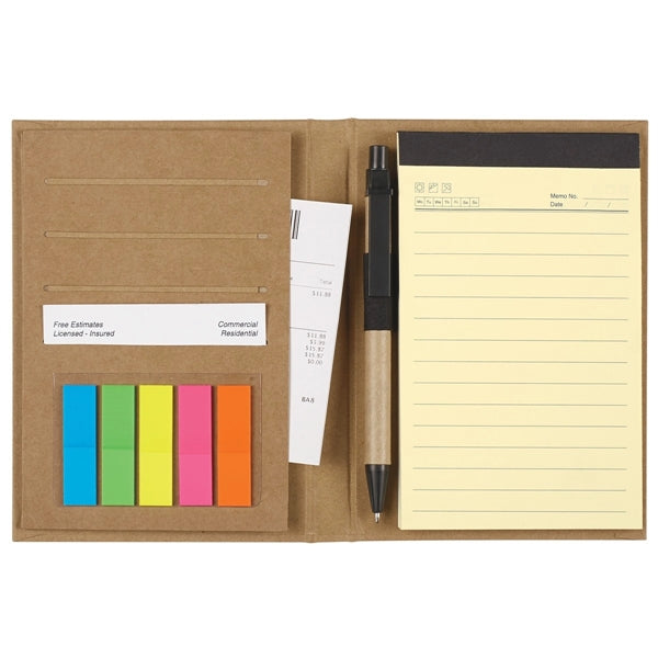 Meeting Mate Kraft Paper Notebook With Pen And Sticky Flags