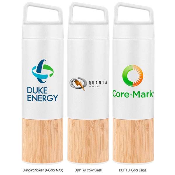 20oz. Bamboo-Wrapped Insulated Water Bottle with Handle & Po