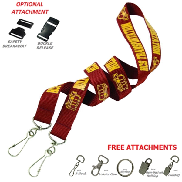 1" Custom Open Ended Polyester Lanyard w/ Badge Holder