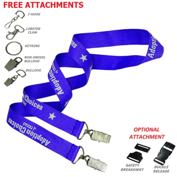 1" Custom Open Ended Polyester Lanyard w/ Badge Holder