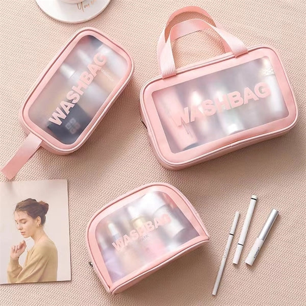 Transparent PU bag With Hand Strap Toiletry Travel Organizer