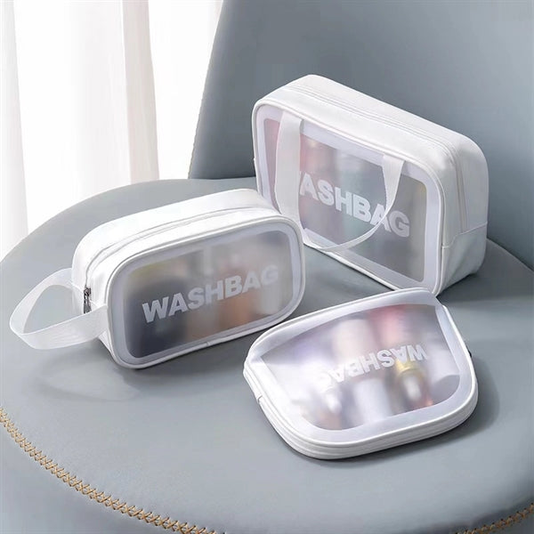 Transparent PU bag With Hand Strap Toiletry Travel Organizer