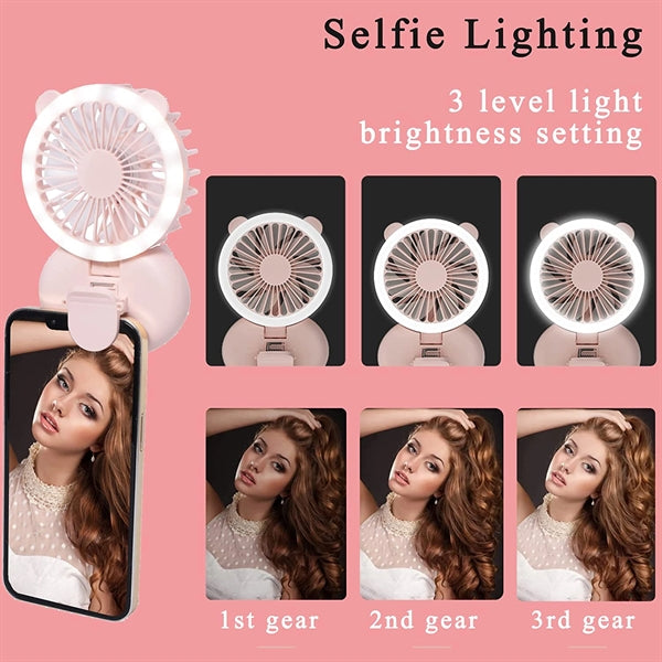 Handheld Mini Fan with Selfie Ring Light