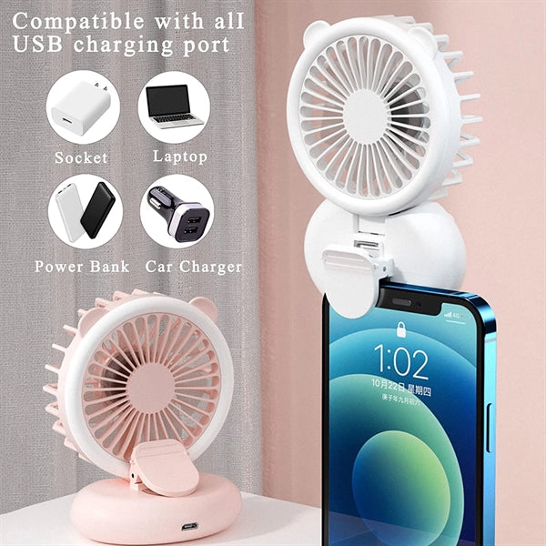 Handheld Mini Fan with Selfie Ring Light