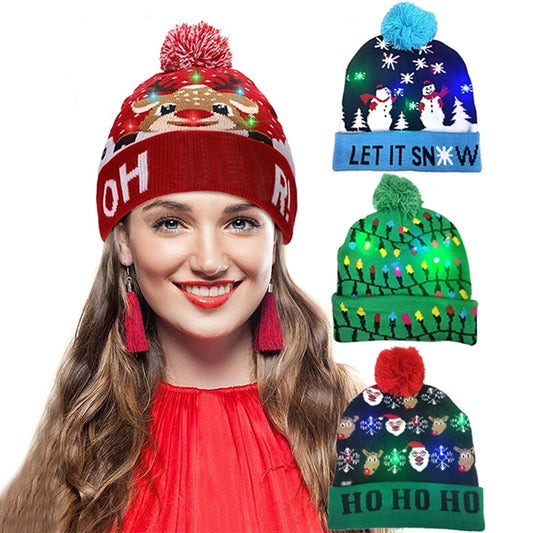 LED Knitted Christmas Hat Beanie