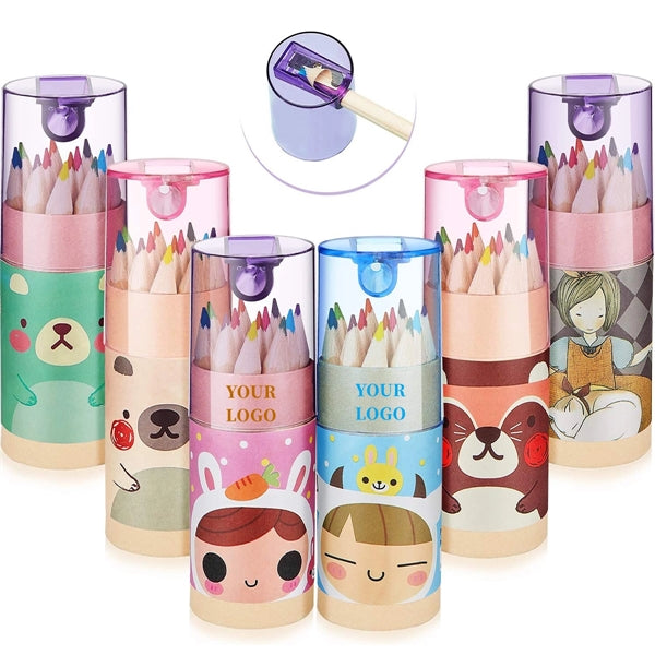 Cartoon Colored Pencil Set With Sharpener