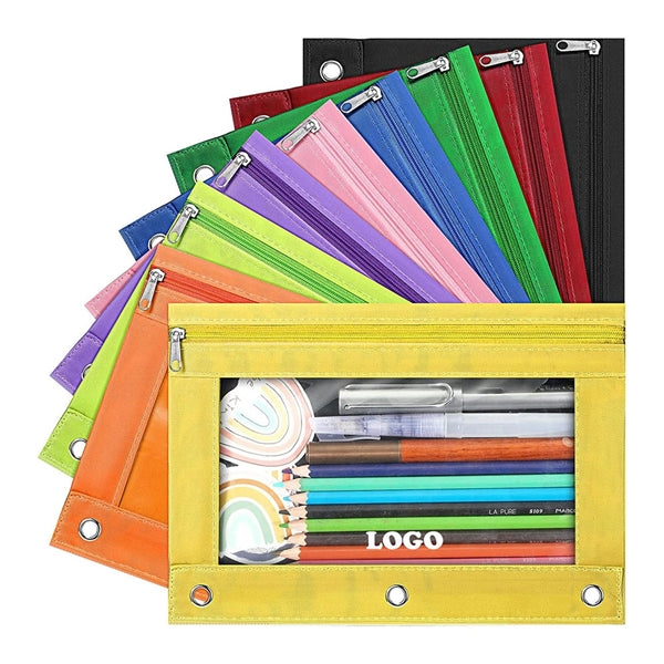 Durable 3 Ring Binder Pouch with Large Clear View Window
