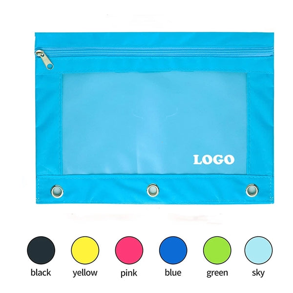 Durable 3 Ring Binder Pouch with Large Clear View Window