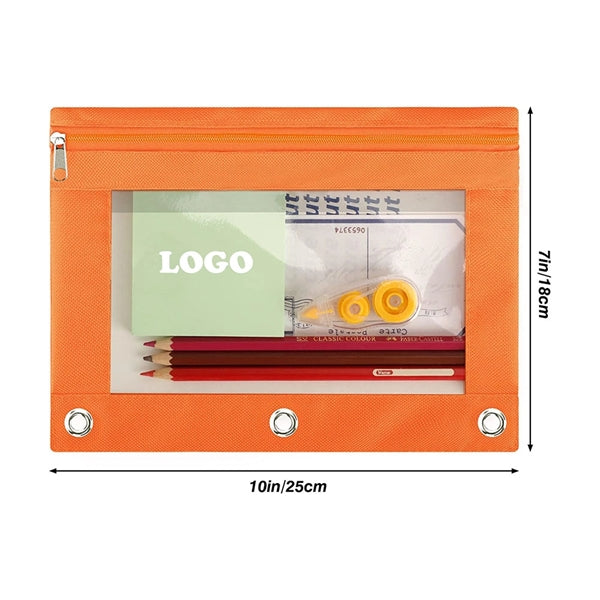 Durable 3 Ring Binder Pouch with Large Clear View Window