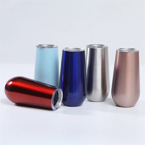 6oz Tumbler with clear sip lid Thermo Flute Stainless Steel