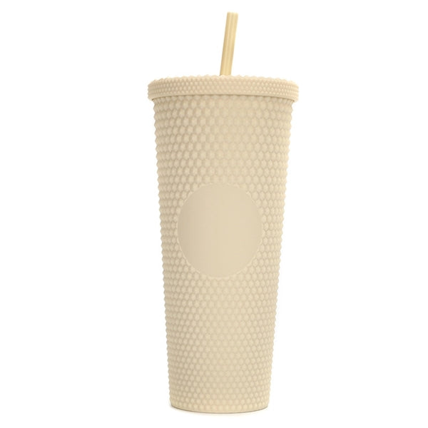 24Oz Double Walled Studded Matte Tumbler with Lid and Straw